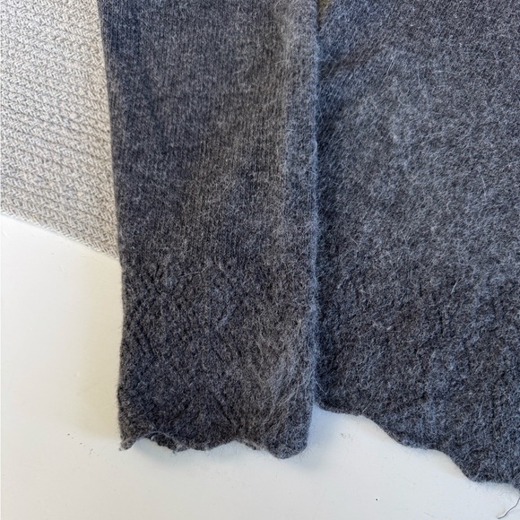 Vintage Tangents Charcoal Gray Angora Lambswool Blend V Neck Cardigan Sz Large - Picture 6 of 11
